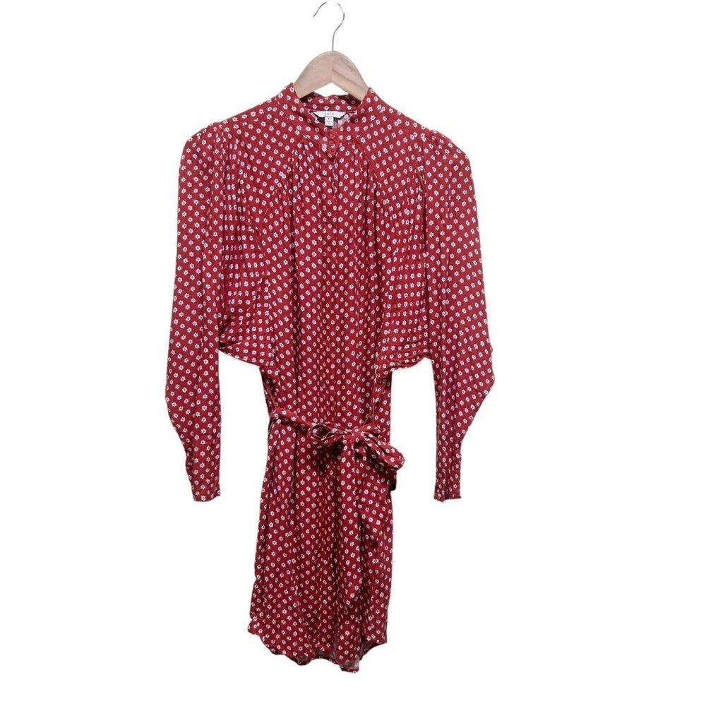 Joie Red Dolman Sleeve Hidden Button Belted Dress Size XS